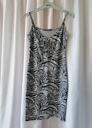 Пляжний сарафан трикотажний із люверсами накидка на купальник принт зебра2 фото