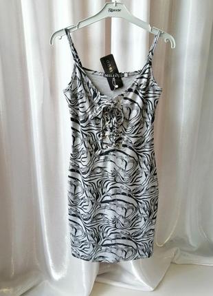 Пляжний сарафан трикотажний із люверсами накидка на купальник принт зебра3 фото