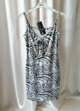 Пляжний сарафан трикотажний із люверсами накидка на купальник принт зебра4 фото