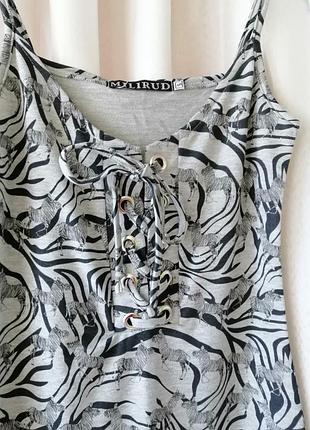 Пляжний сарафан трикотажний із люверсами накидка на купальник принт зебра5 фото