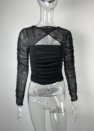 River island лонгслів в сітку топ