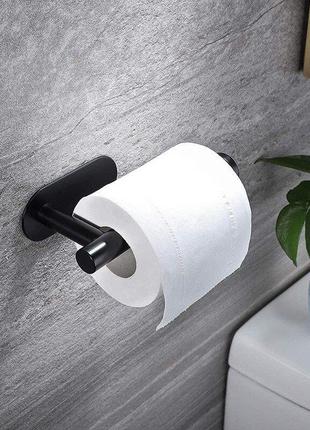 Нержавіючий тримач туалетного паперу, самоклеючий black