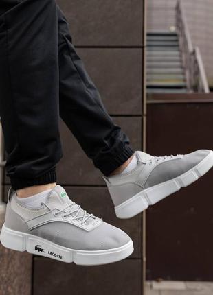 5 кольорів🌈 чоловічі кросівки в стилі lacoste лакосте / демісезонні / весняні, літні, осінні / сітка, текстиль / чорні, хакі, сірі, білі