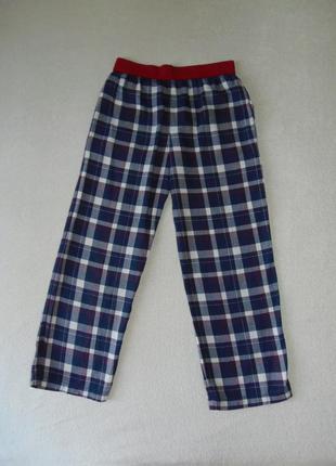 Коттоновые хлопковые штаны в клетку на 7-8 лет