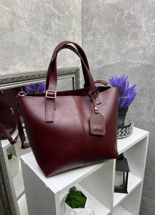 Жіноча стильна та якісна сумка з еко шкіри бордо1 фото