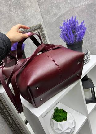 Женская стильная и качественная сумка из эко кожи бордо4 фото