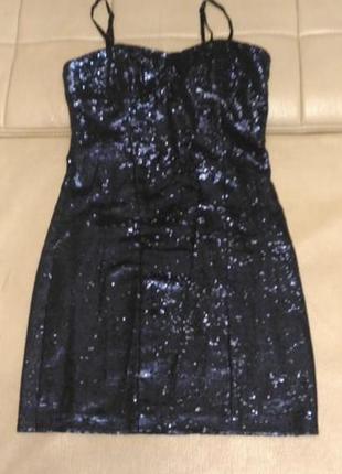 Вечернее платье new look с пайетками, размер 8 / s цвет  тёмно-синий2 фото