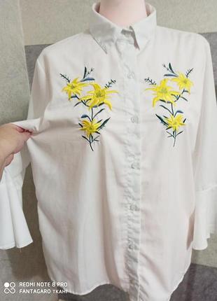 Хлопковая 100% рубашка блуза с вышовкой4 фото