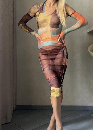 Прозрачное платье с эстетичным принтом