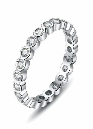 Кільце з фіанітами (срібло)