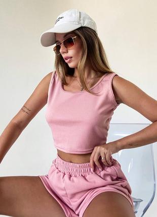 Костюм трійка (топ+шорти+кроп топ)