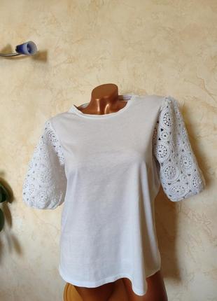 Красива базова бавовняна футболка з рукавами в стилі краше