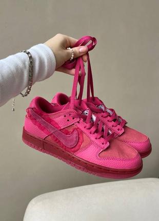 Вау розовый 🌺 яркие женские кроссовки nike sb dunk low / найк сб бк демисезонные на весну, лето, осень / женккие кроссовки датки кеды разовы