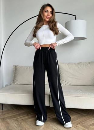 Штаны палаццо прямого свободного кроя серые черные 166