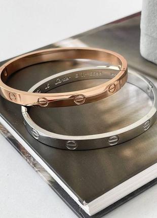 Браслет медсталь и родий, картье cartier, без каменцев