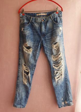 Рваные джинсы от zara, низкая посадка