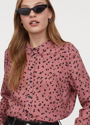 Сорочка прямого крою з м’якої віскози H&M maje леопардовий принт