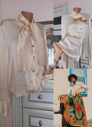 100% шелк роскошная шелковая блуза винтаж