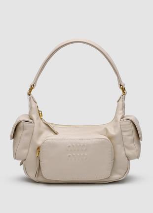 Сумка женская в стиле miu miu nappa leather pocket bag cream