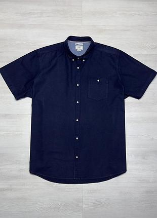 Фірмова темно-синя чоловіча сорочка f&f oxford короткий рукав