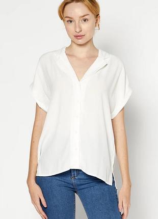 Рубашка базовая белая с коротким рукавом esprit