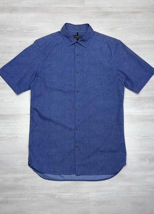 Фирменная мужская летняя синяя кэжуал рубашка river island
