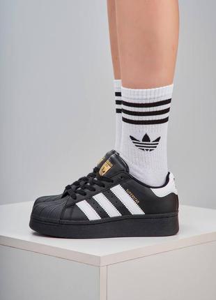 Adidas superstar platform black