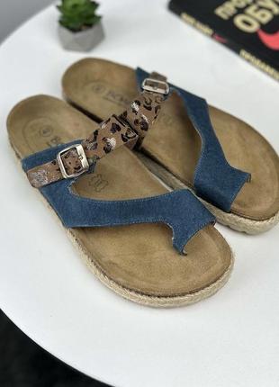 Сандалии шлепки по типу birkenstock с леопардовыми вставками bonova