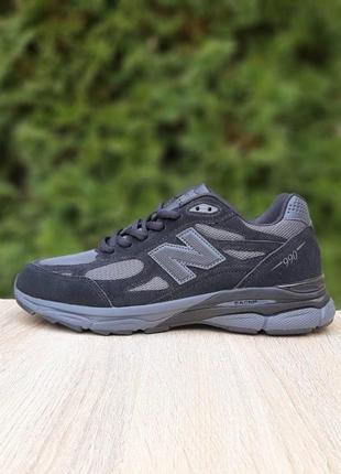 Чоловічі кросівки | new balance 990 | чорні з сірим | замша/текстиль, :42