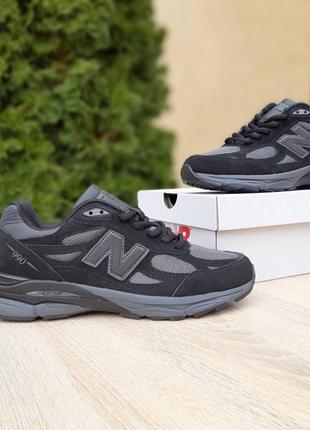 Чоловічі кросівки | new balance 990 | чорні з сірим | замша/текстиль, :424 фото