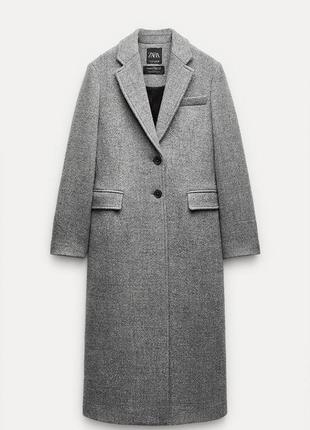 Пальто облігаючого крою із сумішної шерсти manteco  зара zara
