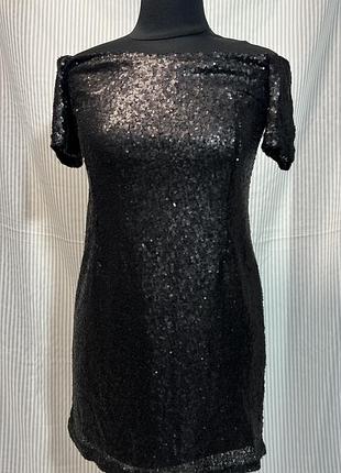 Женское черное платье в пайетках glamorous