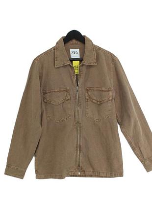 Джинсовка коттоновый жакет zara цвета хаки