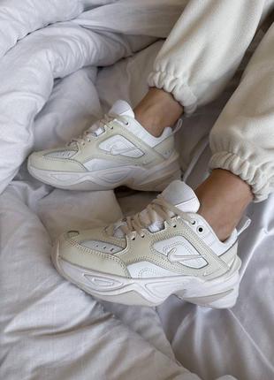 🤍 бежевые женские кроссовки nike m2k tekno / найк текно м2к демисезонные на весну, лето, осень / женккие кроссовки спортивные бежевые