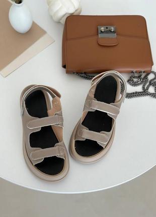 Босоніжки жіночі на липучках натуральна замша устілка нат. шкіра