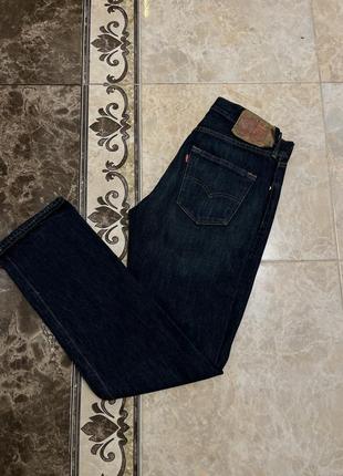 Вінтажні джинси левіс / левайс 501 темно синього кольору з ізумрудним відтінком