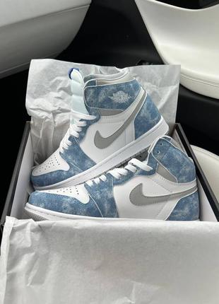 Высокие женские кроссовки nike jordan high new blue / найк джордан демисезонные на весну, лето, осень / жеэнкие кроссовки высокие