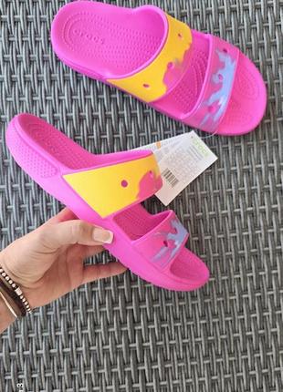 Яркие женские шлепанцы crocs m7w9-39/40-25/26cm
на широкую и среднюю ножку