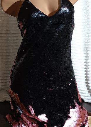 Невероятное вечернее платье премиум мини с переворачивающимися пайетками, двух цветное...