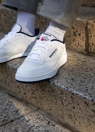 Кожаные мужские кроссовки reebok club c 85 in-white1 фото