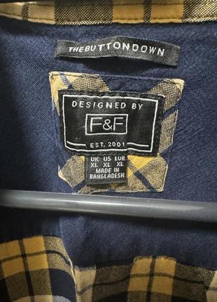 Трендова чоловіча сорочка у клітинку з довгим рукавом від f&f