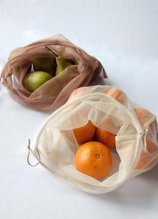 Еко торбинки для покупок, мішечки для продуктів, овочів фруктів, багаторазові пакети з тканини, сіточки фруктівки, торби мішки5 фото