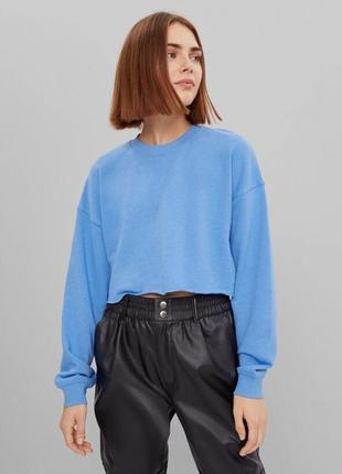 Укороченный свитшот синий новый