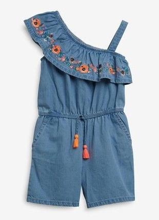 Джинсовий ромпер з вишивкою