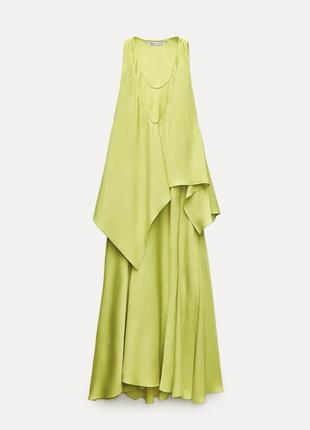 Двухслойное платье zara в лимонном цвете