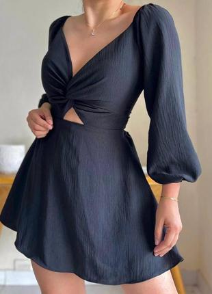 Міні сукня з обʼємними рукавами🌿3 фото