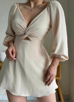 Міні сукня з обʼємними рукавами🌿5 фото