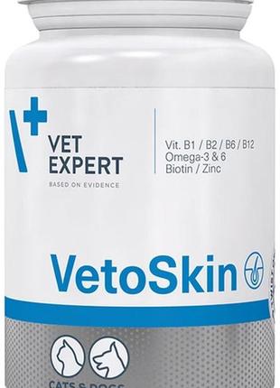 Харчова добавка vetexpert vetoskin для підтримання здоров'я шкіри та якості шерсті в котів і собак 60 капсул