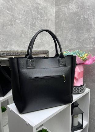 Женская стильная и качественная сумка из эко кожи черная3 фото