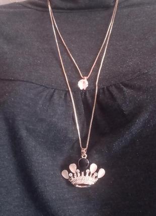 Супер красивая двухслойная цепочка с подвеской корона королевы
